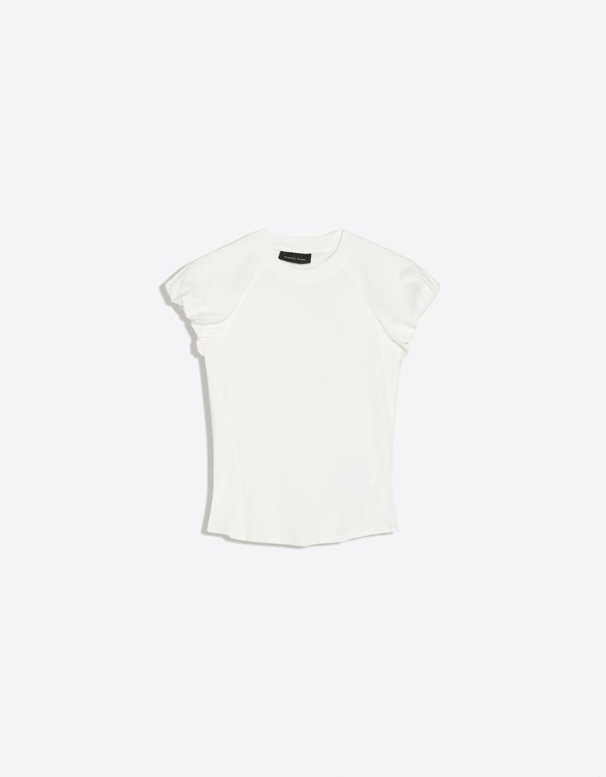 Balloon-sleeve raglan T-shirt-Off white