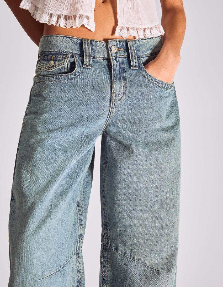 Loose fit jeans med lav talje-Lyseblå