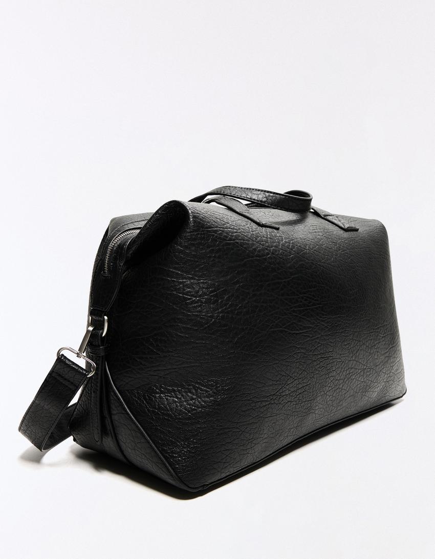 Borsa travel stella finta pelle-Nero