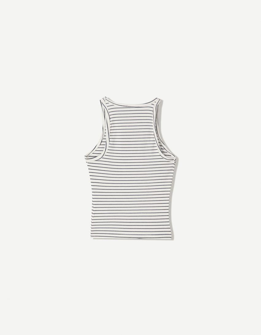 Camiseta sin mangas rib-Blanco