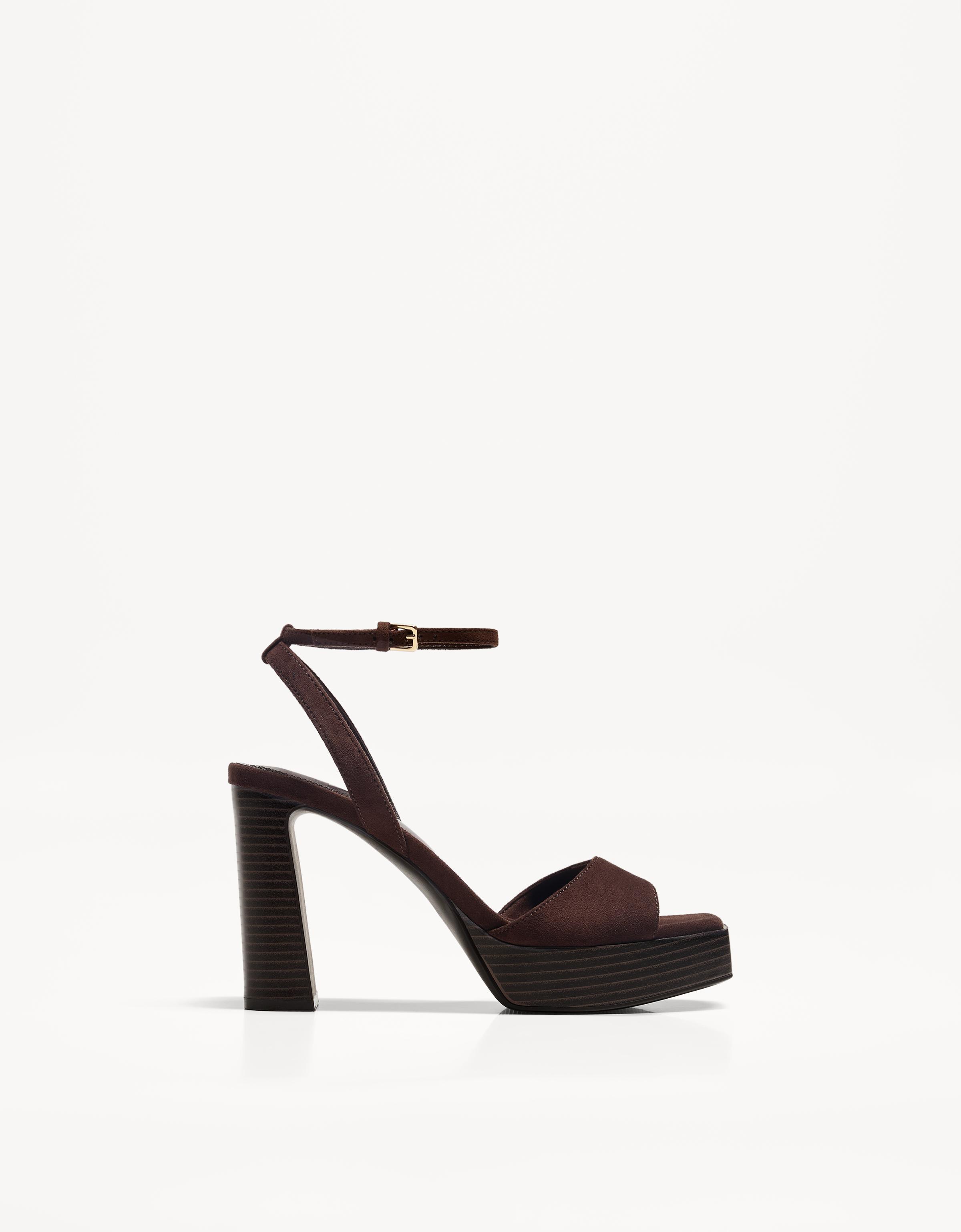 Bershka Plateausandalen Mit Absatz Damen 41 Braun