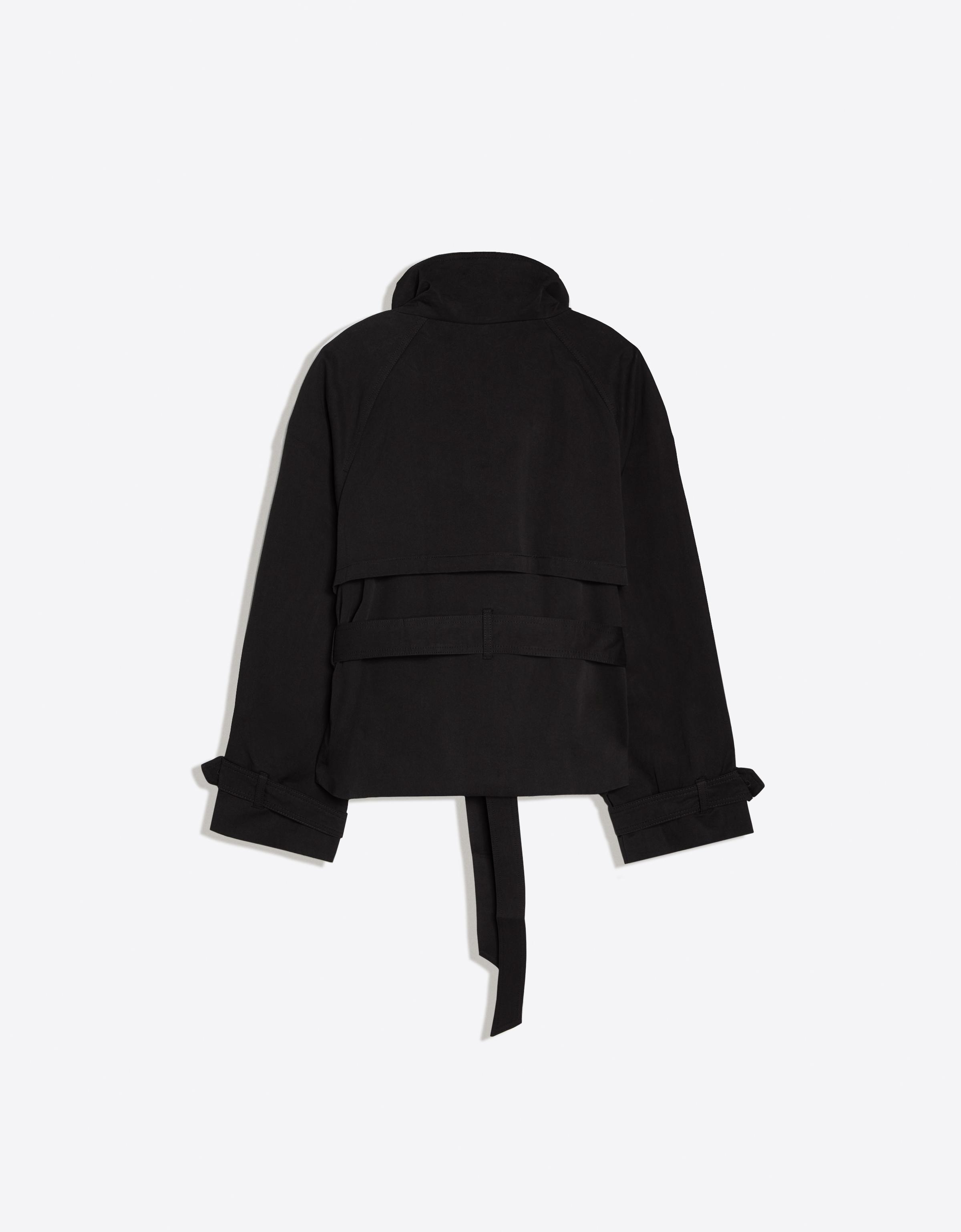 Funnel neck trench jacket — Black