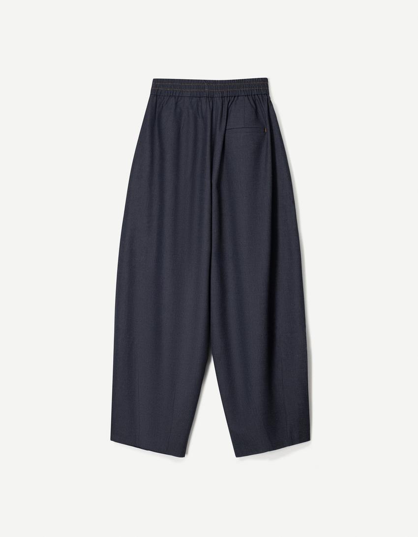 Barrel jogger trousers-Dark blue-4