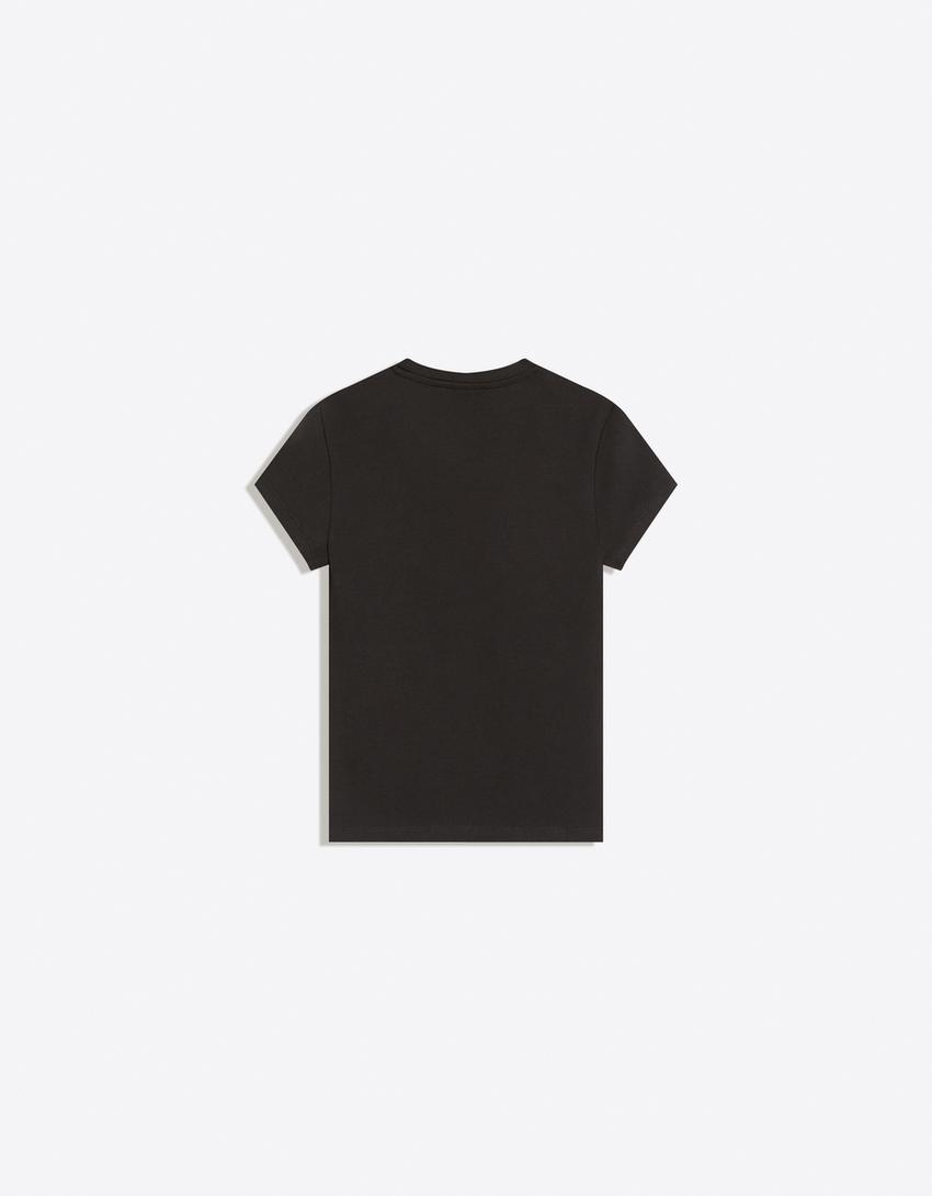 Basic T-Shirt mit kurzen Ärmeln-Schwarz