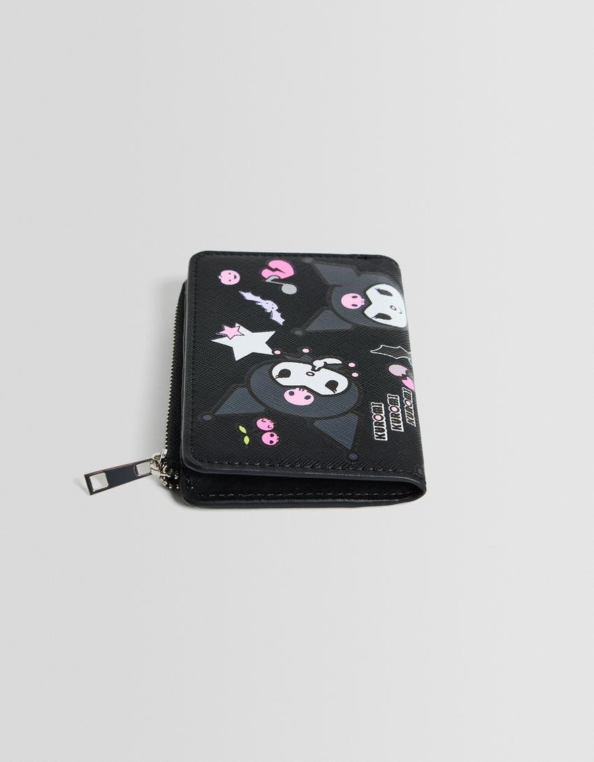 Porte-monnaie imprimé Kuromi-Noir-3