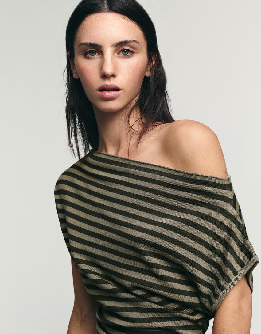 Boatneck mini dress-Green