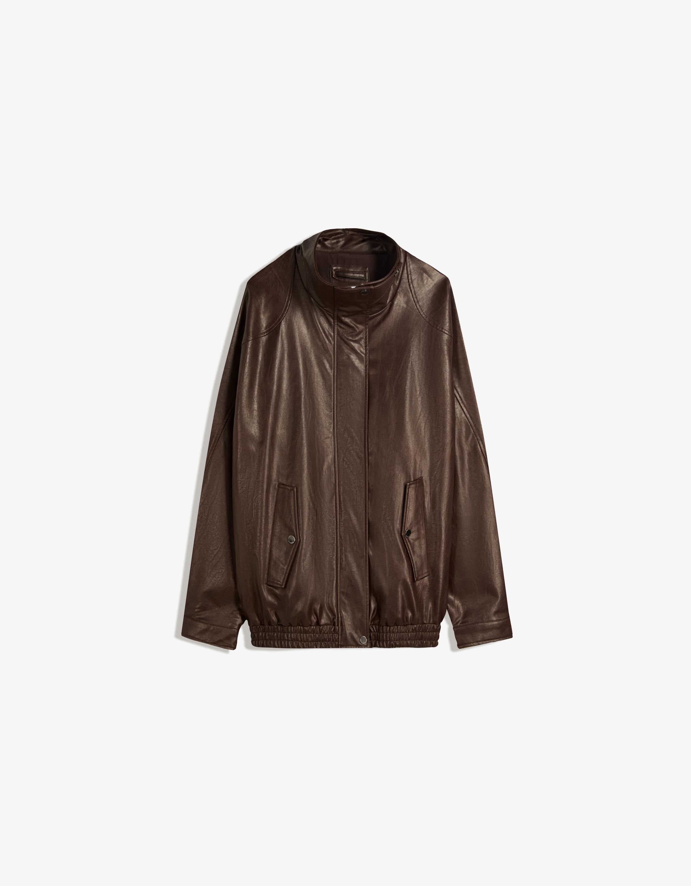 Oversize faux leather jacket - Jackets and trench - Women