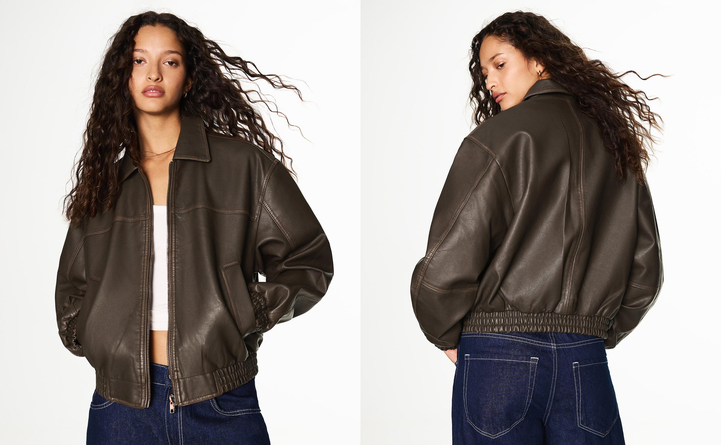 Leather effect jacket — Brown