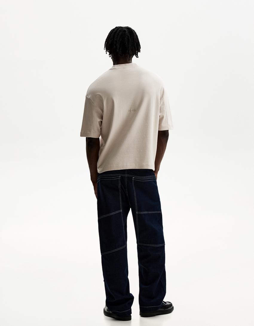 Boxy short sleeve T-shirt-Stone
