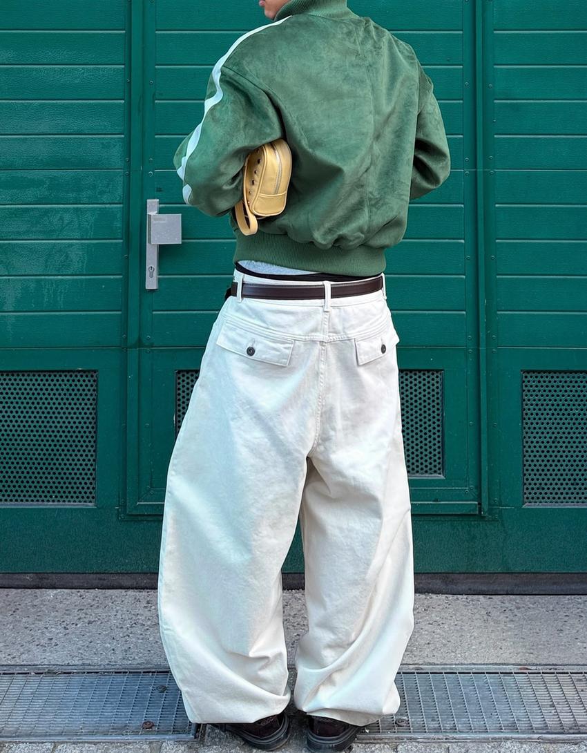 Boxy faux suede jacket-Green