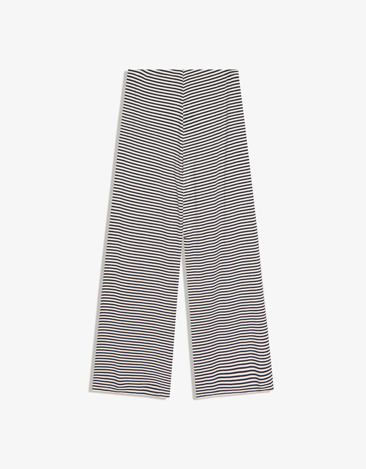 Straight leg stripe print trousers — Navy