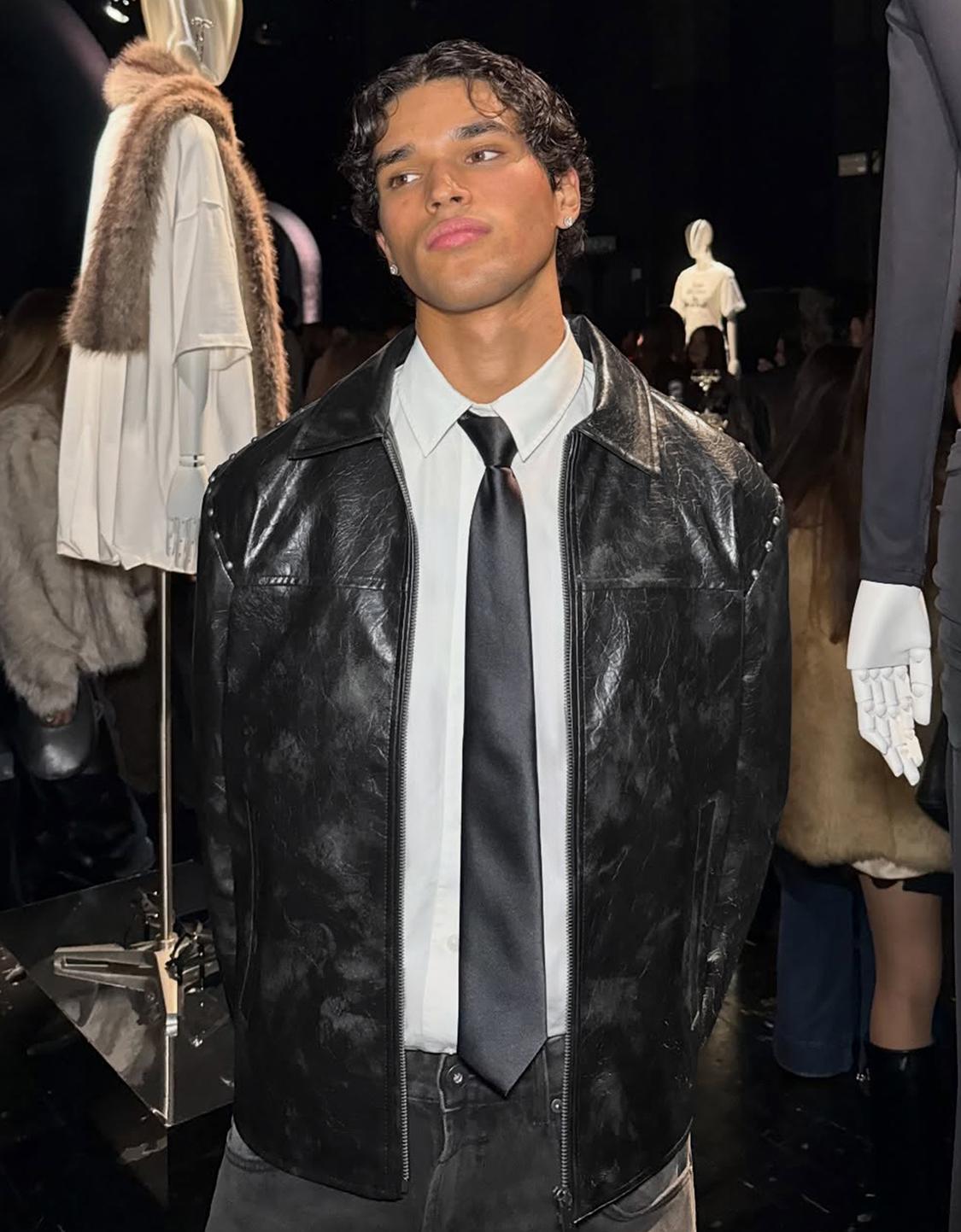 Studded leather effect jacket