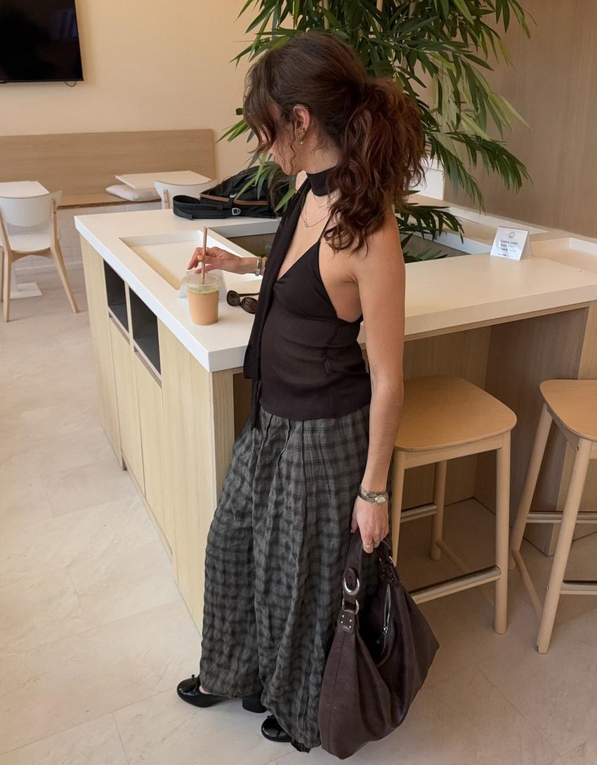 Strappy scarf top-Brown