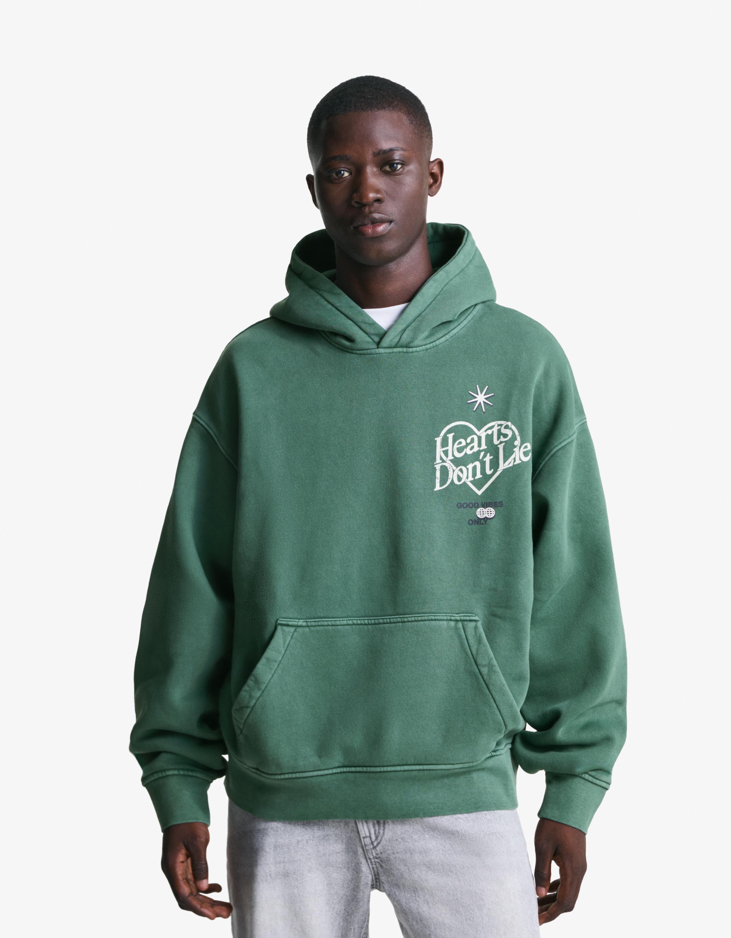 Bershka Sweatshirt Mit Print Und Wascheffekt Herren Xs Grün