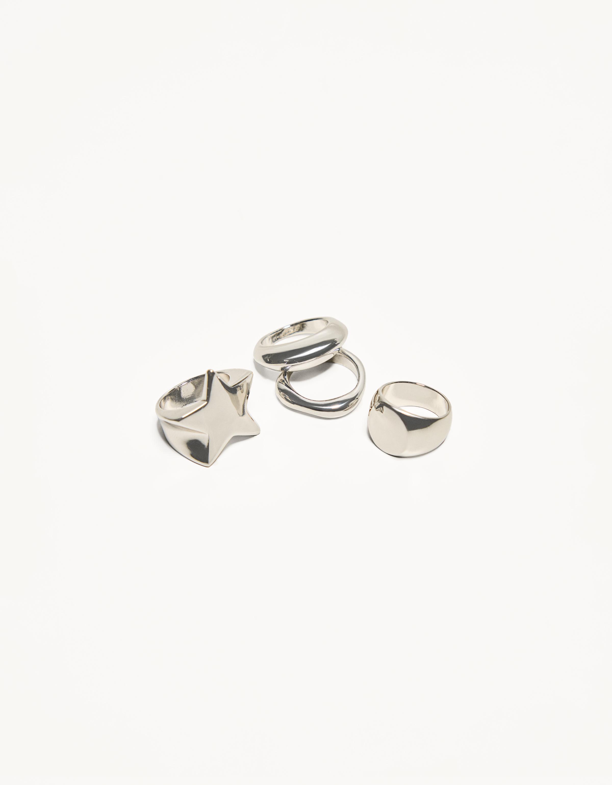 Bershka 3er-Pack Ringe Damen S Silber