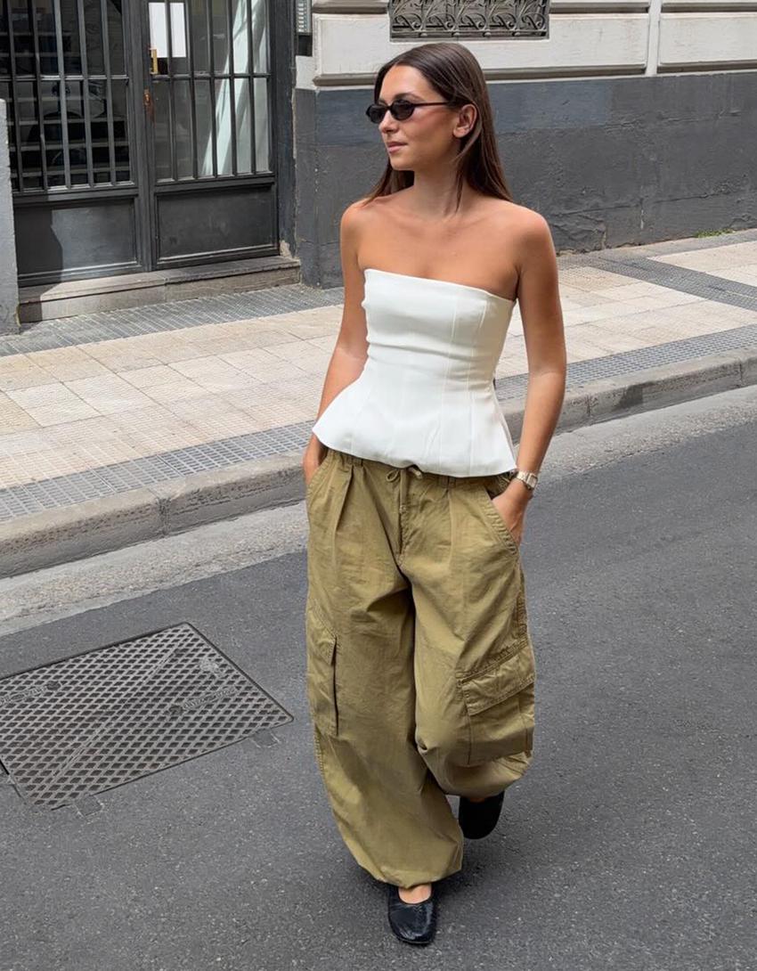 Tie-back bustier top-White