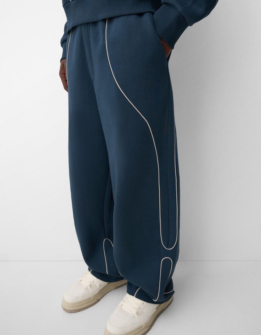 Ensemble sweat et pantalon molleton-Marine-2