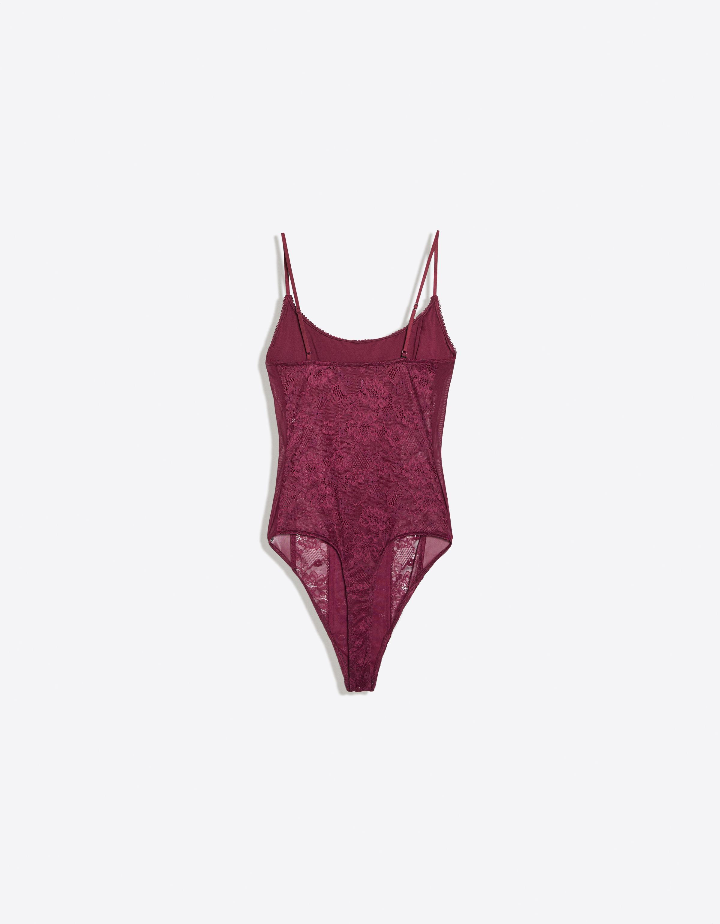 Strappy lace bodysuit — Burgundy