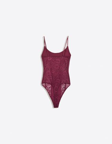 Strappy lace bodysuit — Burgundy 6