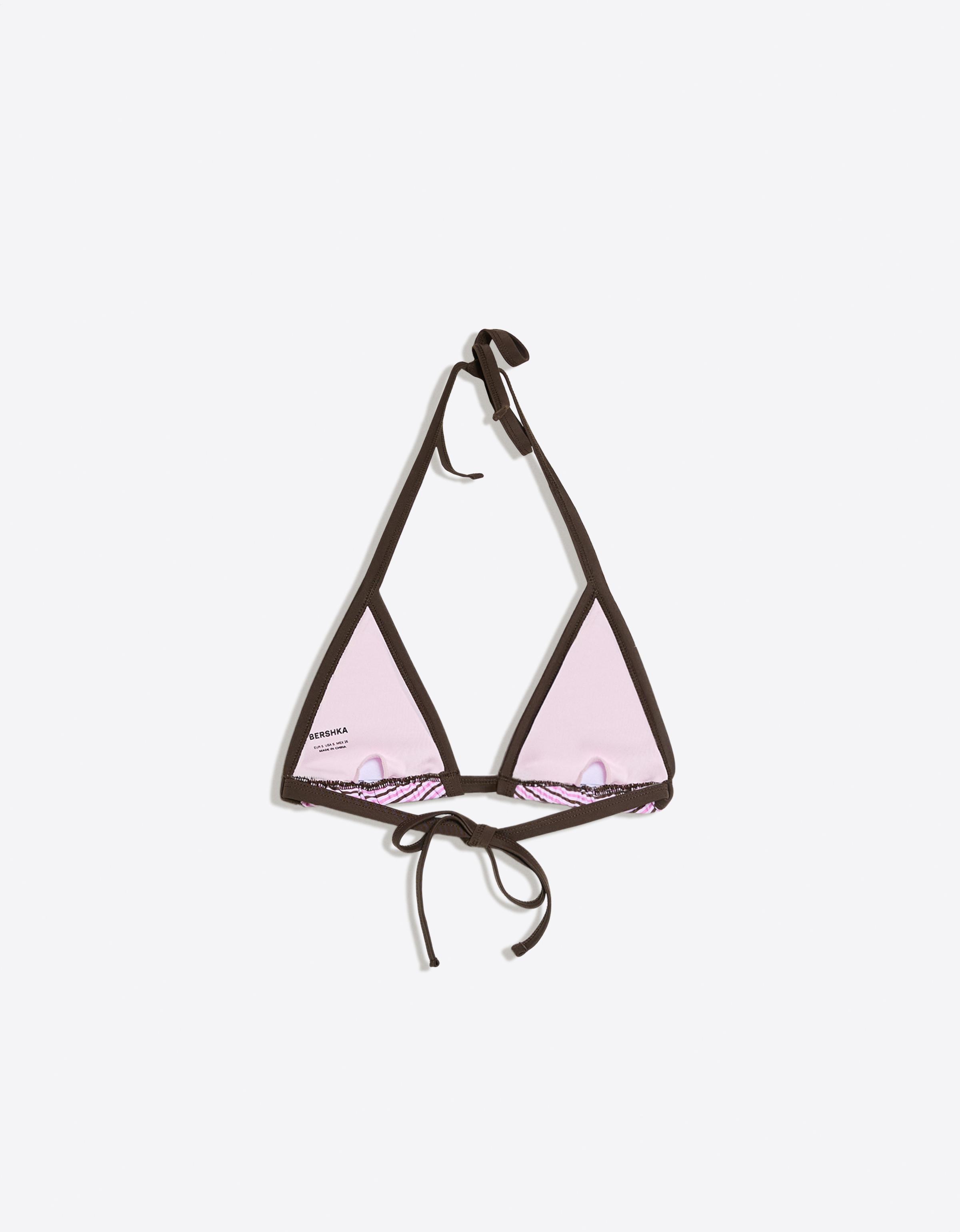 Contrast triangle bikini top — Pink