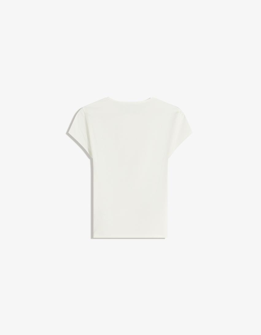 T-shirt manches courtes imprimé-Blanc cassé