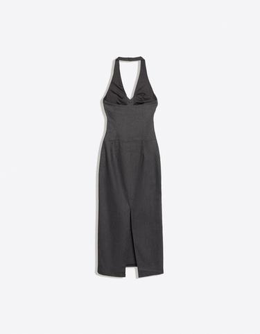 Twill halter midi dress — Dark blue 6