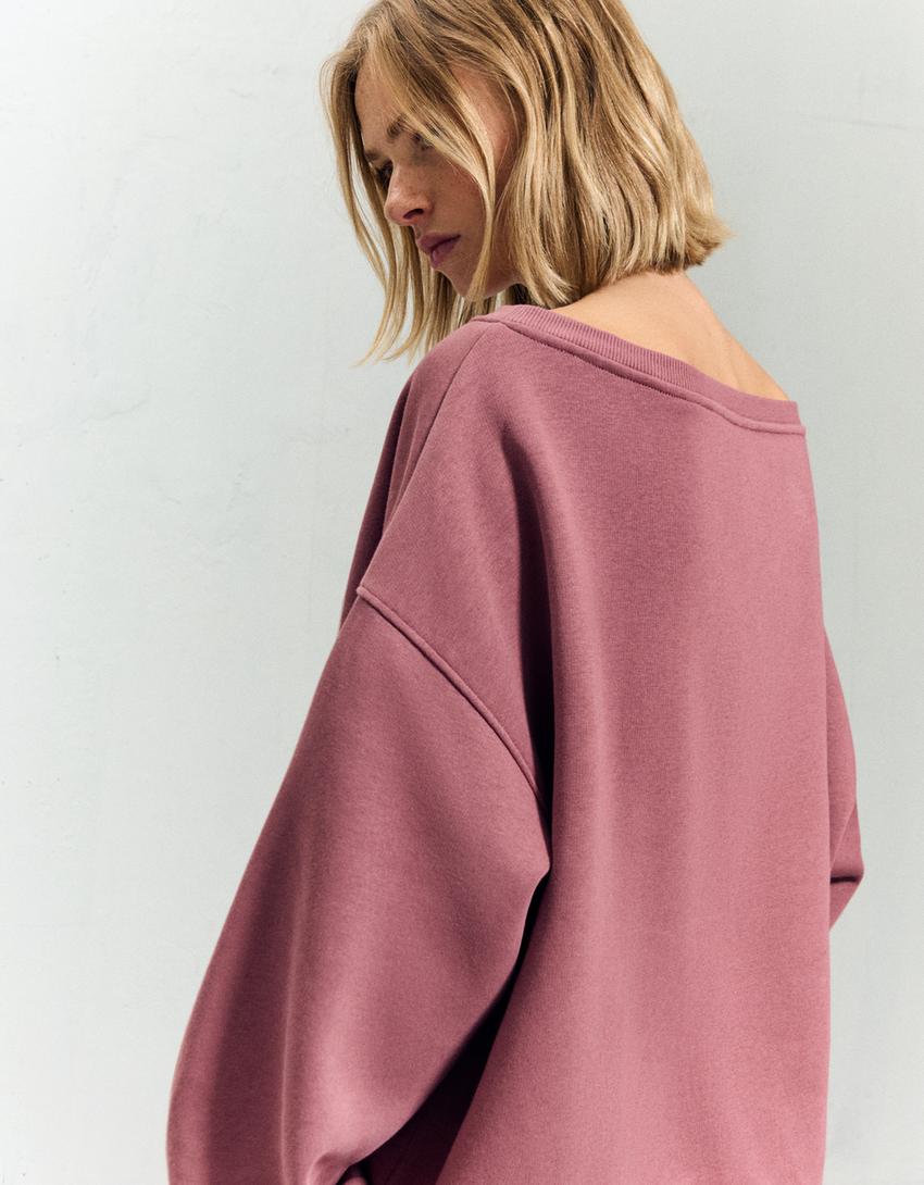 Sudadera cuello barco print-Rosa