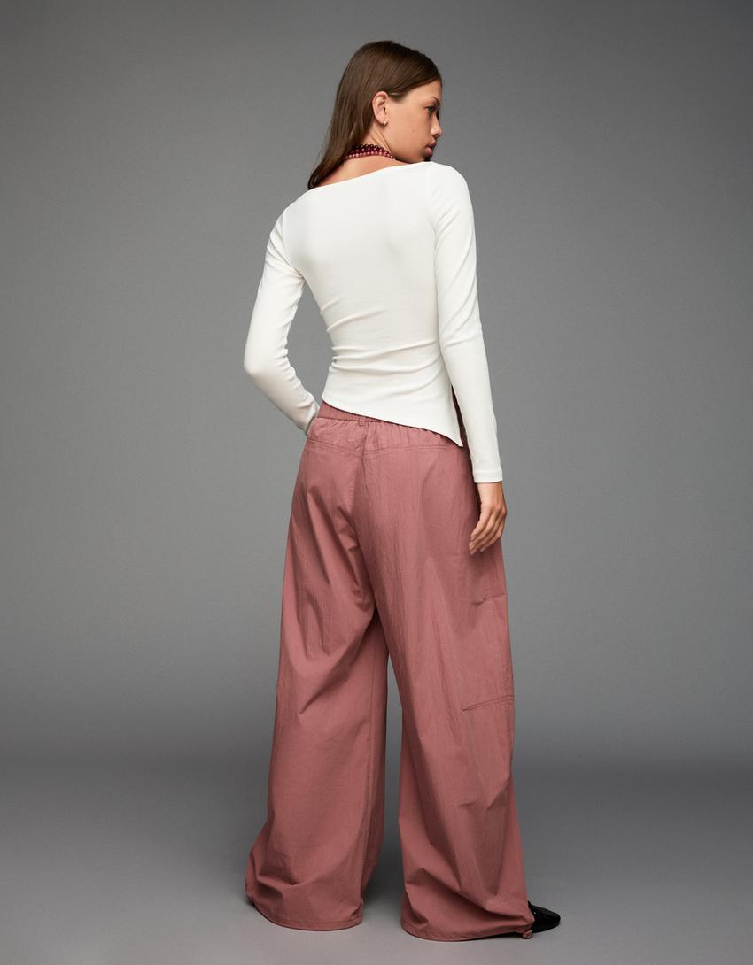 Long sleeve asymmetric T-shirt-Off white