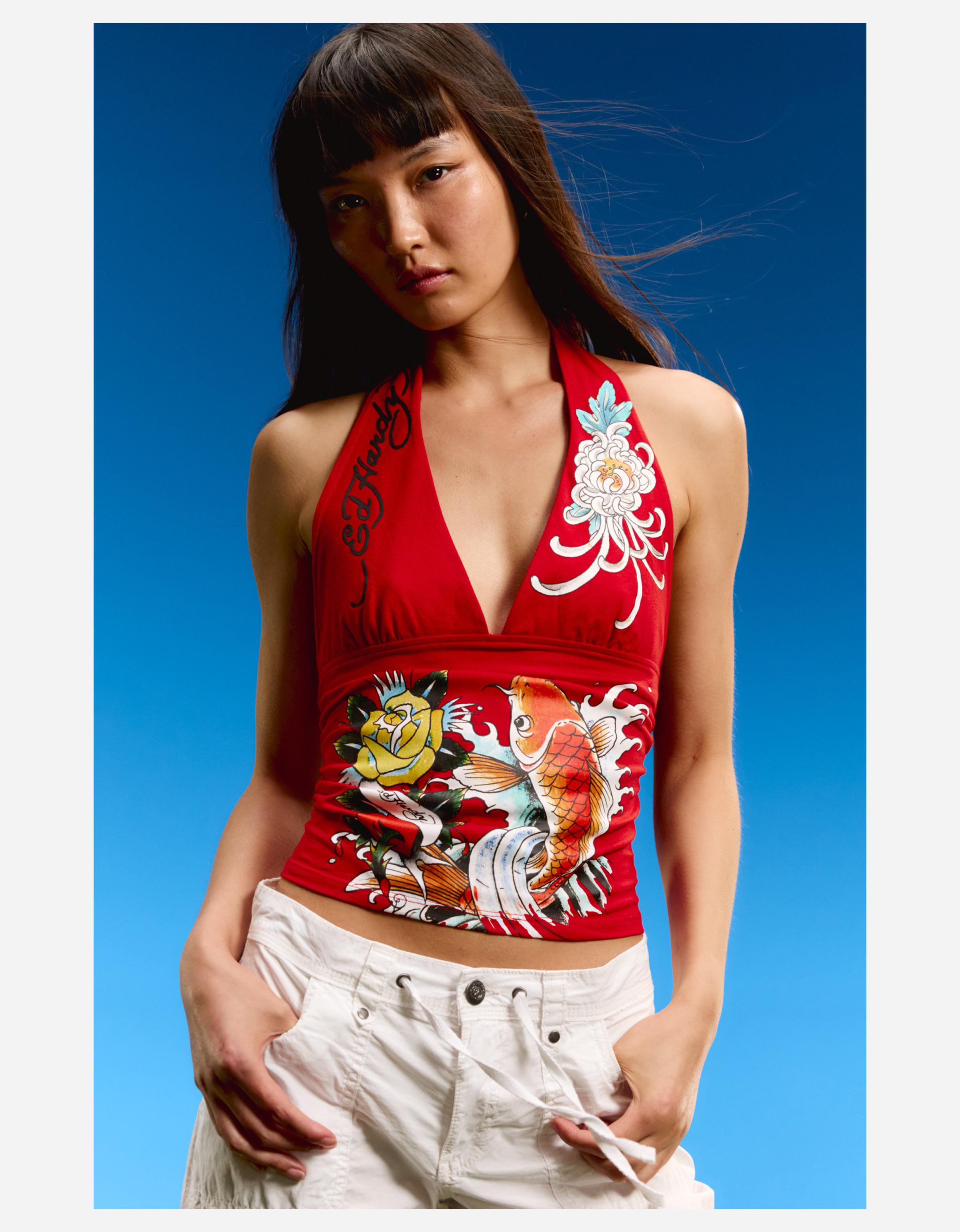 ED HARDY X BERSHKA halter top — Red