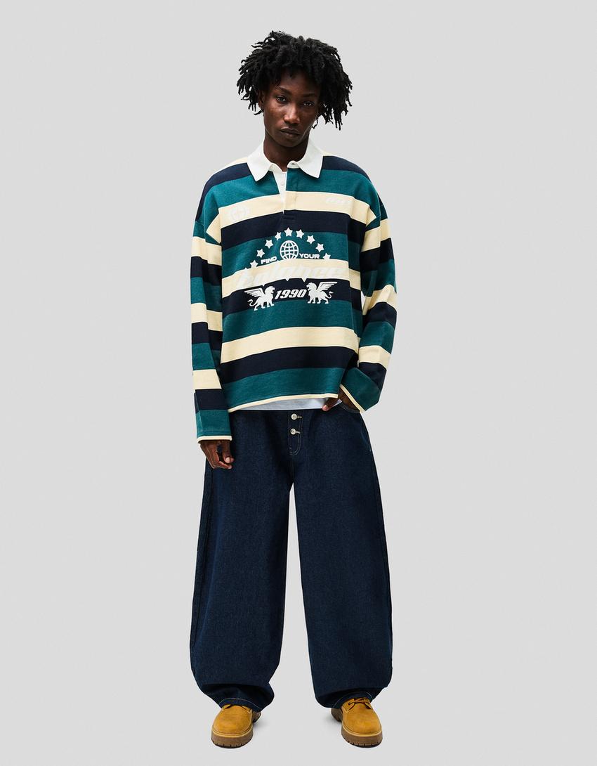 Polo felpa print-Verde