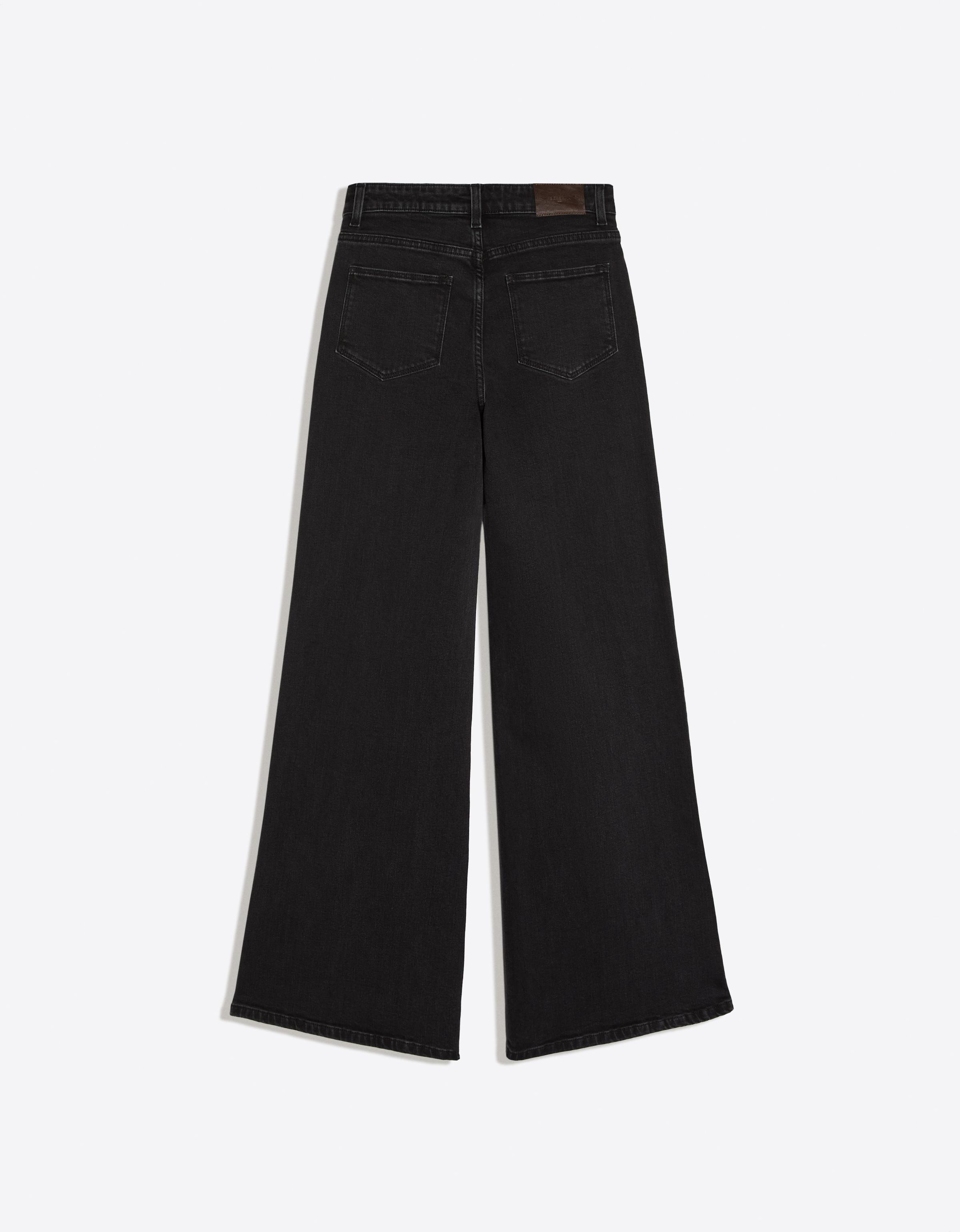 High-waist wide-leg jeans — Black
