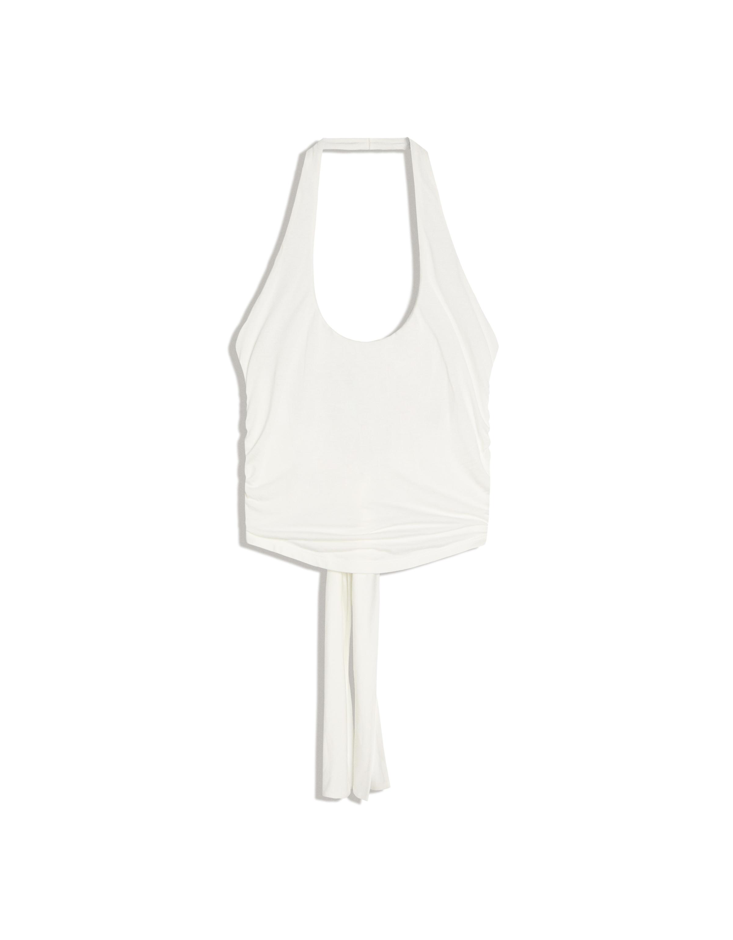 Halter neck top with back knot — Off white
