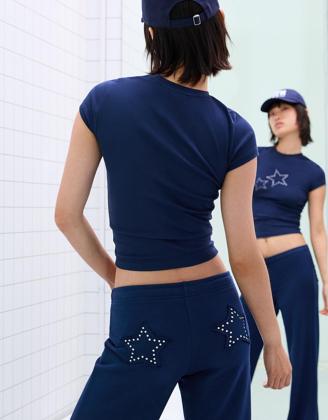 Plush trousers with studs