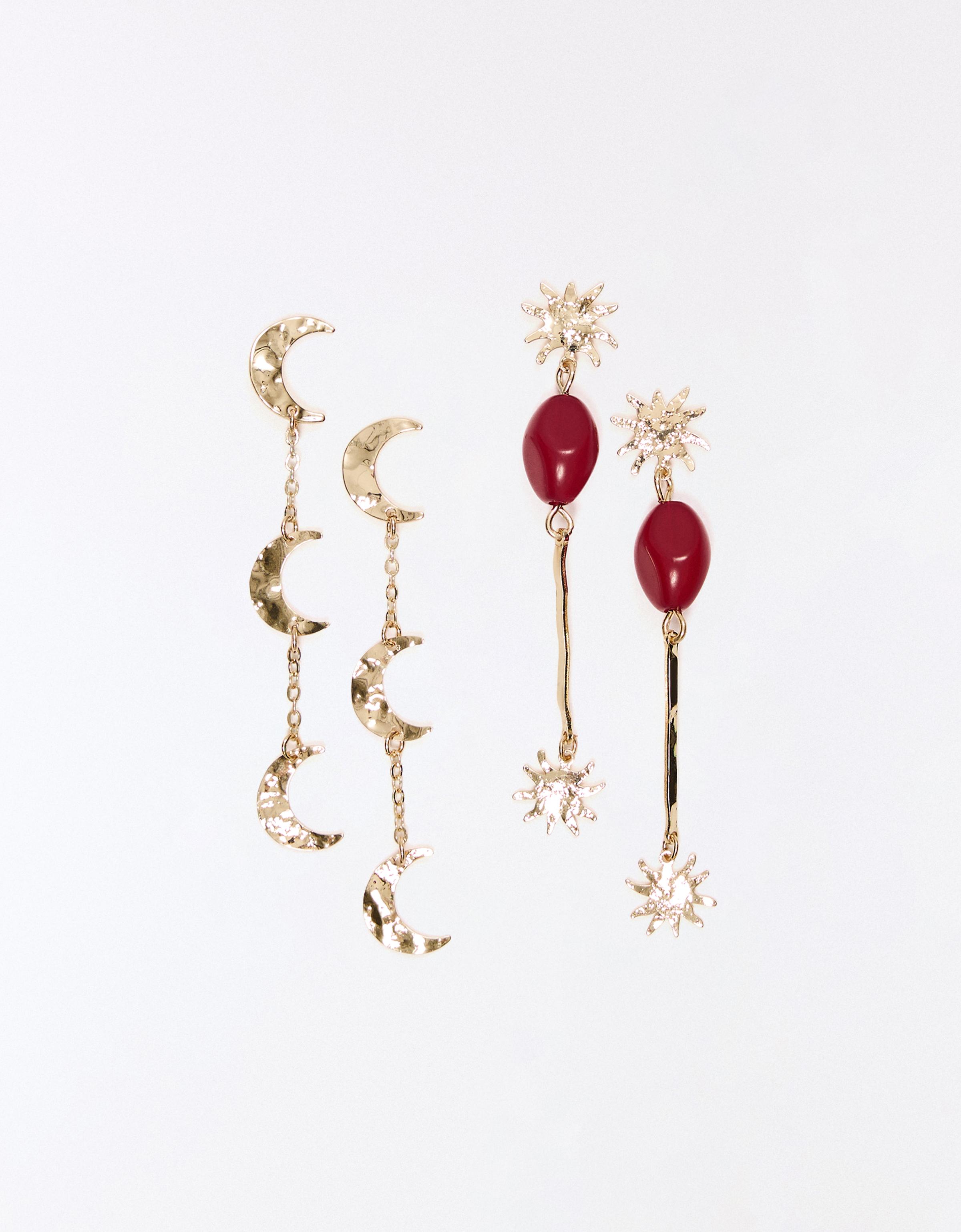 Lot De 2 Boucles D’oreilles Pendantes Or