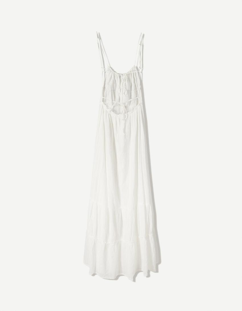 Flounce midi dress-White