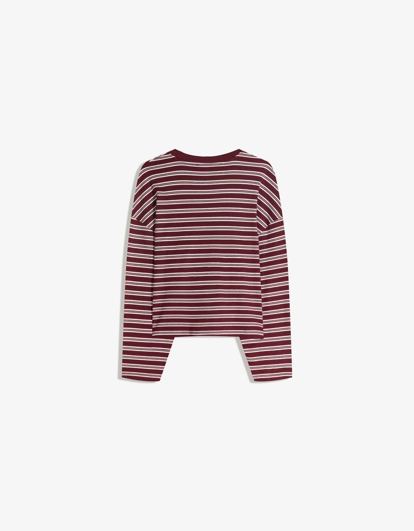 Langærmet T-shirt med print-Bordeaux