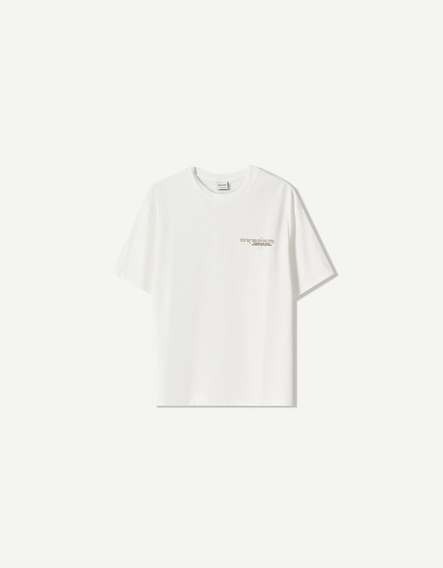 Bershka Camiseta Manga Corta Print Hombre Xs Blanco Roto