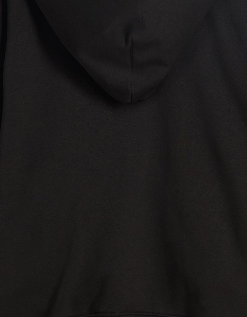 Sweatshirt fecho de correr oversize capuz-Preto