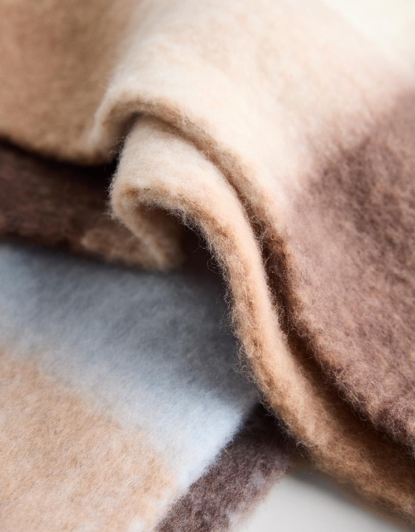 Checked scarf-Sand