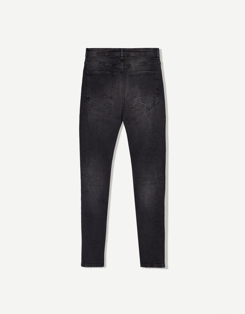Super skinny ripped jeans-Black-1