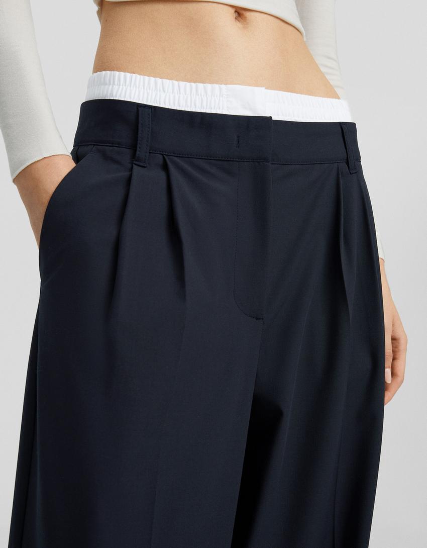 Tailored underwear trousers-Navy