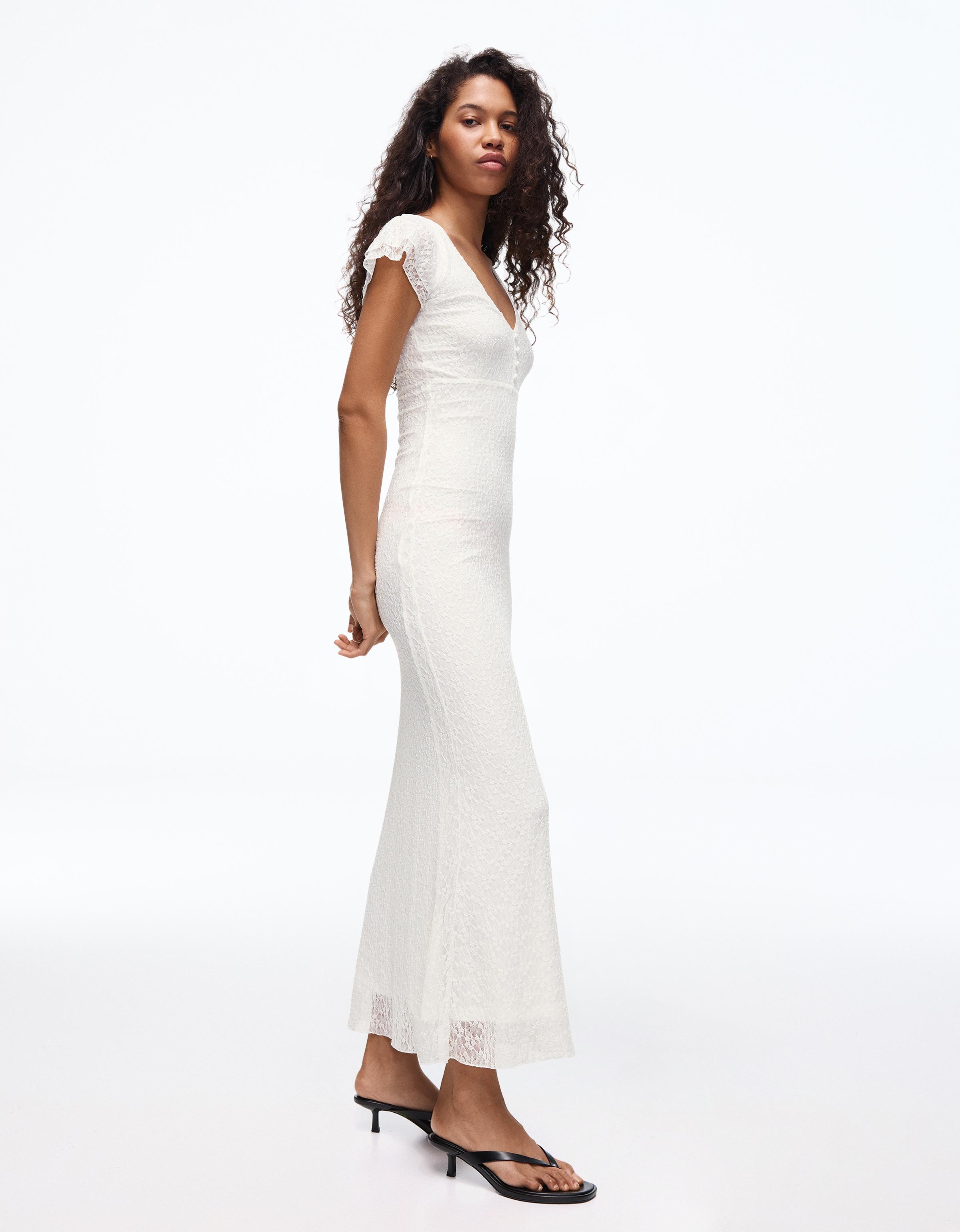 Lace midi dress — Cream