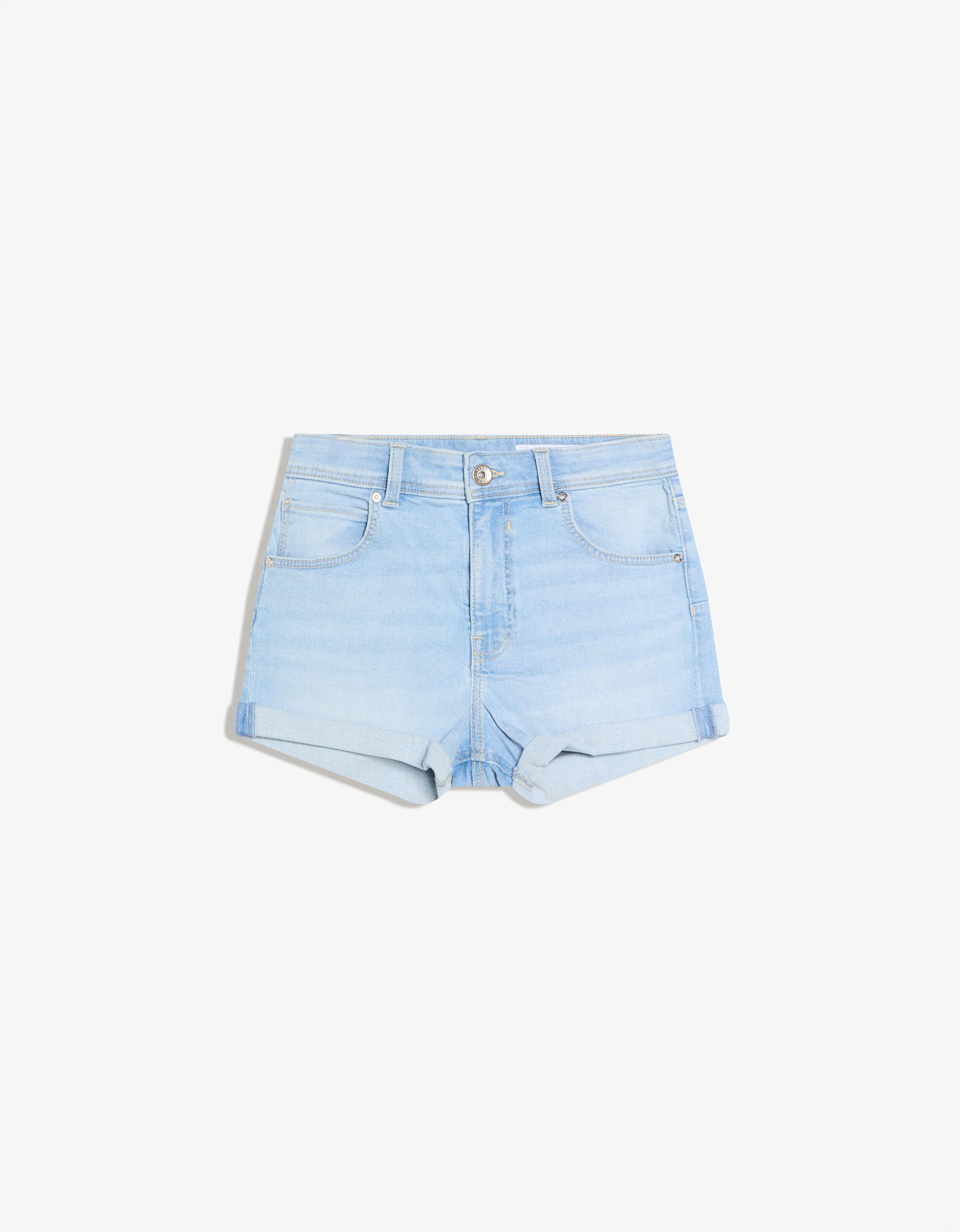 Roll-up denim shorts