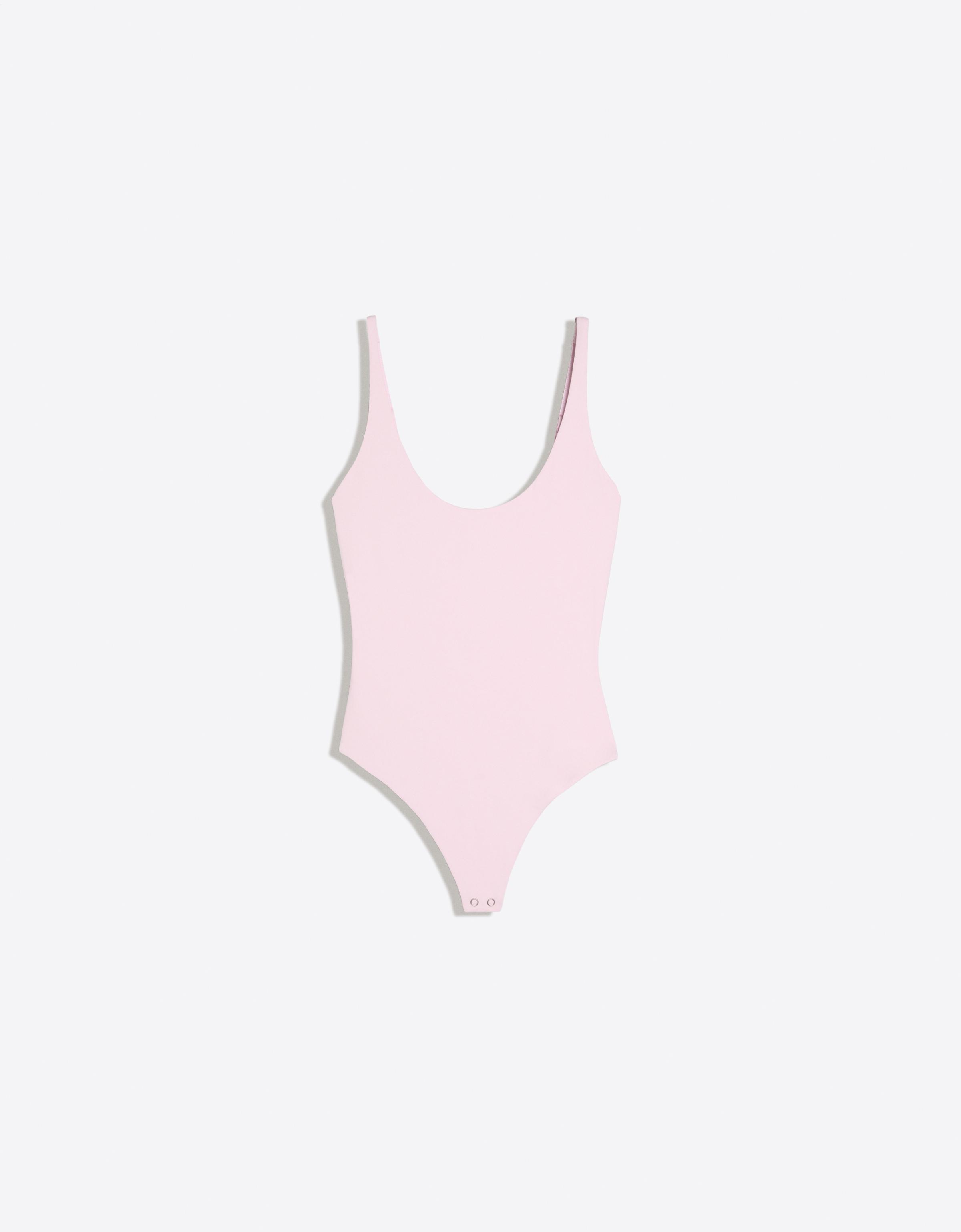 Round neck strappy bodysuit — Pink
