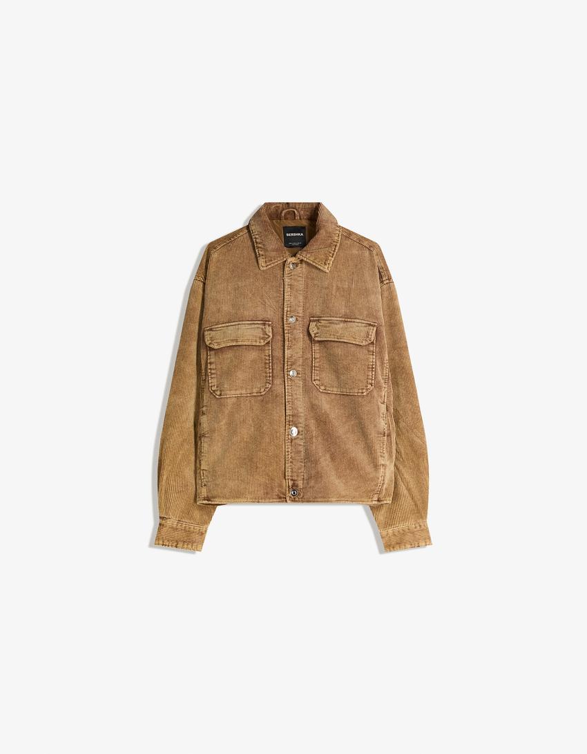 Boxy fit corduroy jacket-Camel