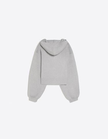 Puff sleeve knit hoodie — Grey 6