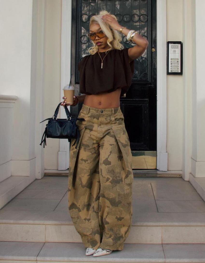 Atasan crop model gembung-Cokelat