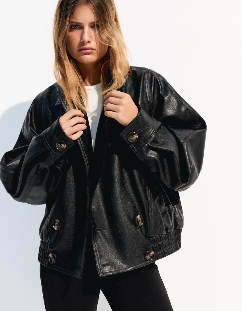 Plumas Chaquetones De Bershka Mezclilla Bershka Chaqueta Negra