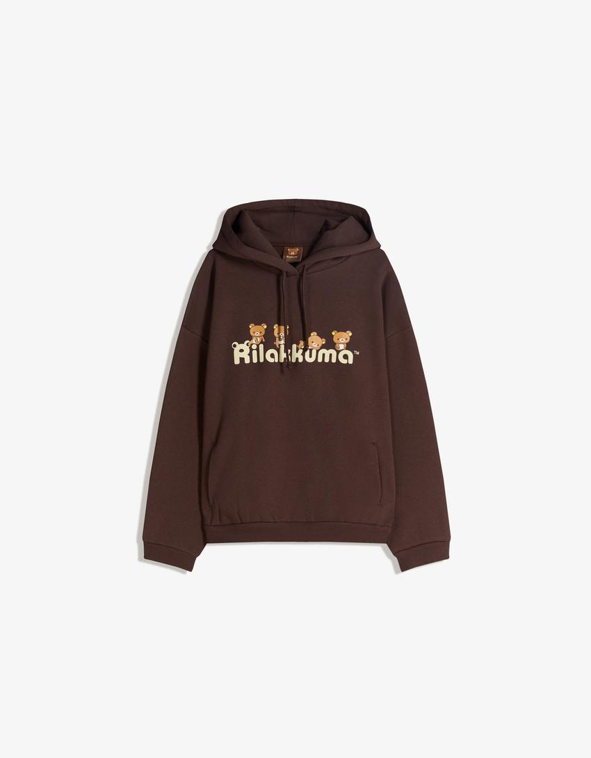 Rilakkuma-Hoodie mit Print-Braun