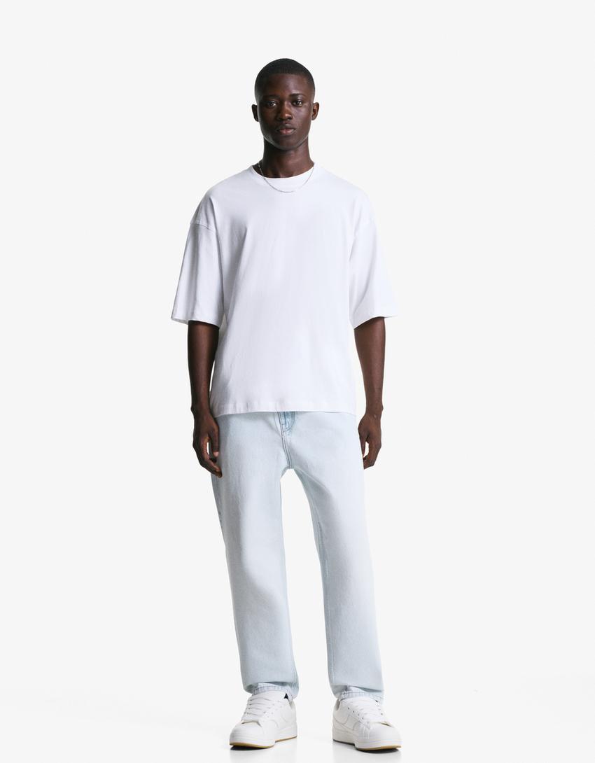Jeans loose fit afunilado-Azul claro-0
